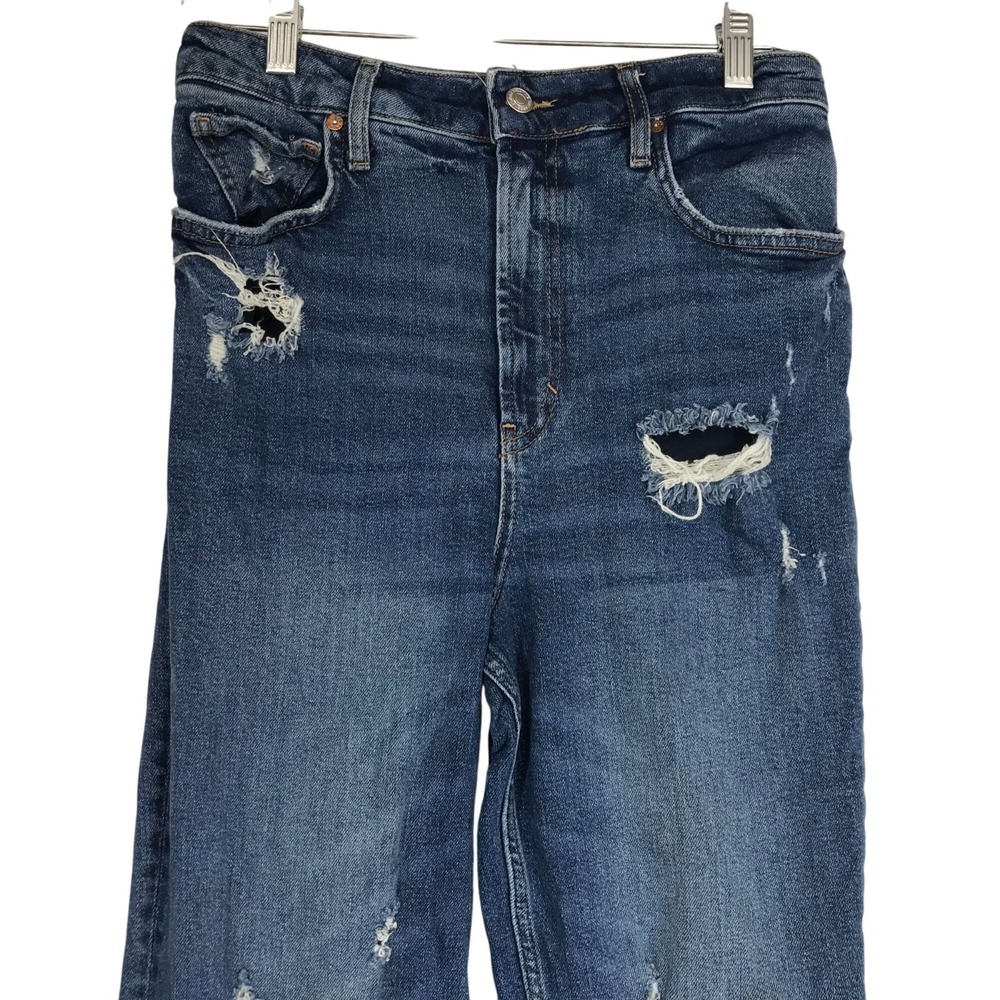 WE THE FREE- WOMEN'S 29 -BLUE DISTRESSED COTTON BLEND DENIM JEANS
